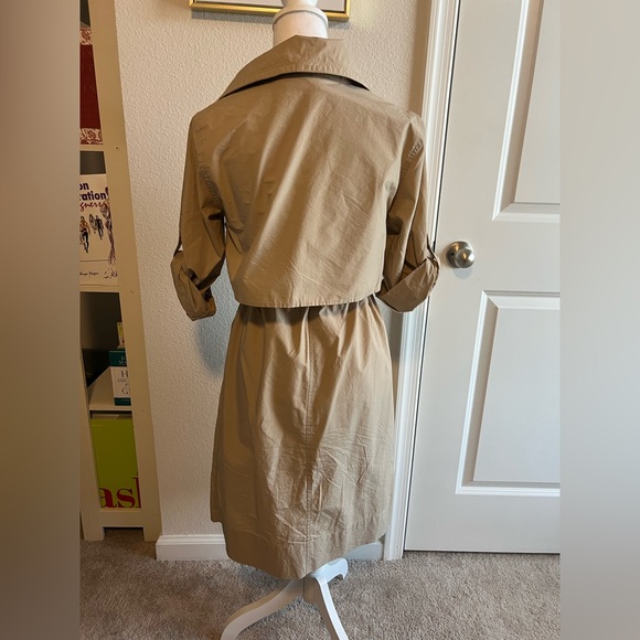 Banana Republic Womens A Line Trench Button Midi Dress Khaki - Picture 9 of 13
